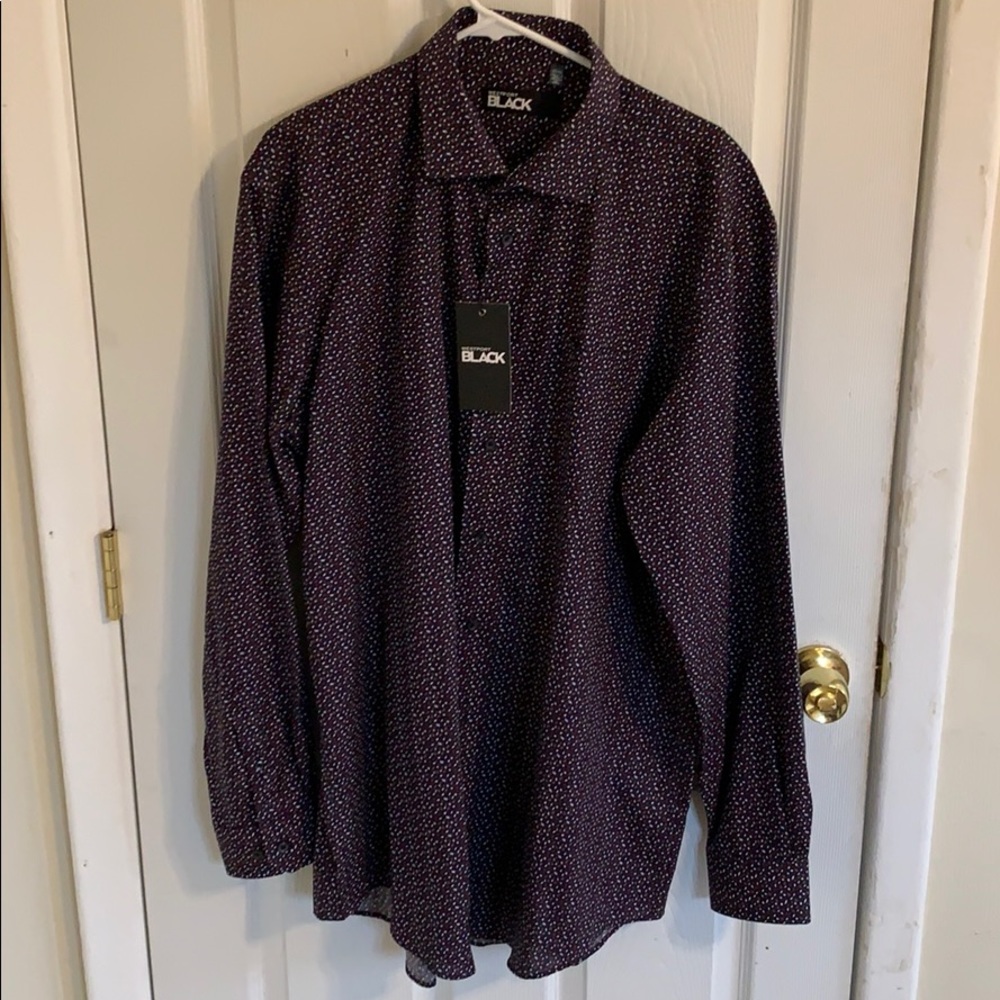Westport Black Long sleeve Micro-Print shirt